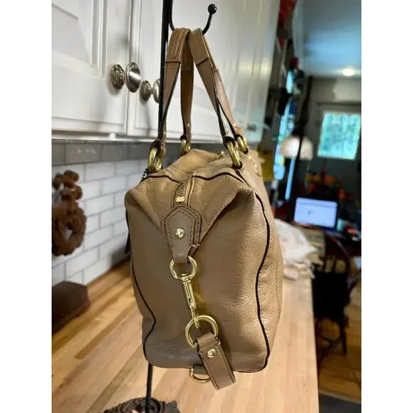 Coach Camel Pebbled Leather Campbell Satchel Bag F24690 Brass Hardware - Picture 4 of 7